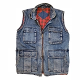 Men's Denim Vest-Plaid hanging inside +Cargo (2)
