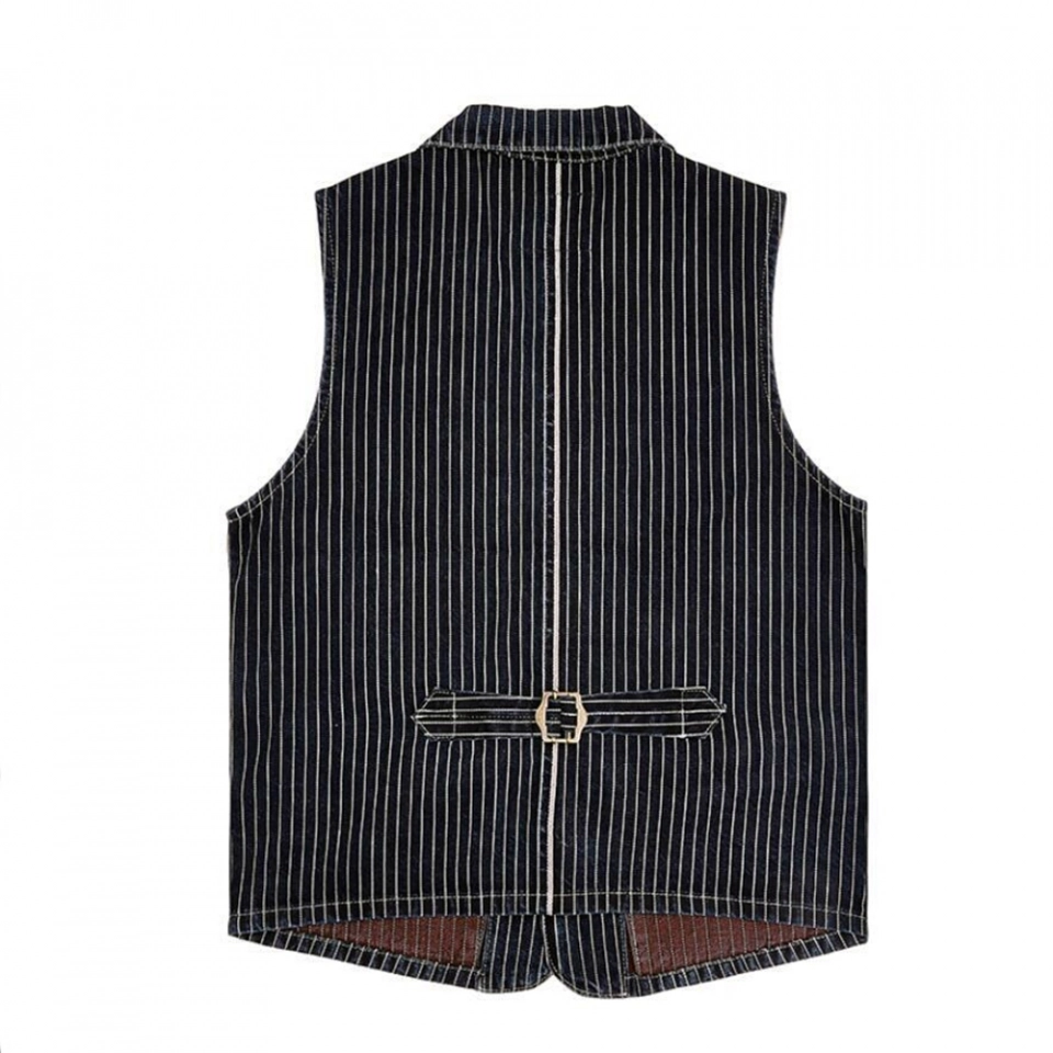Men's Denim Vest-Yarn-dyed striped vest (2)