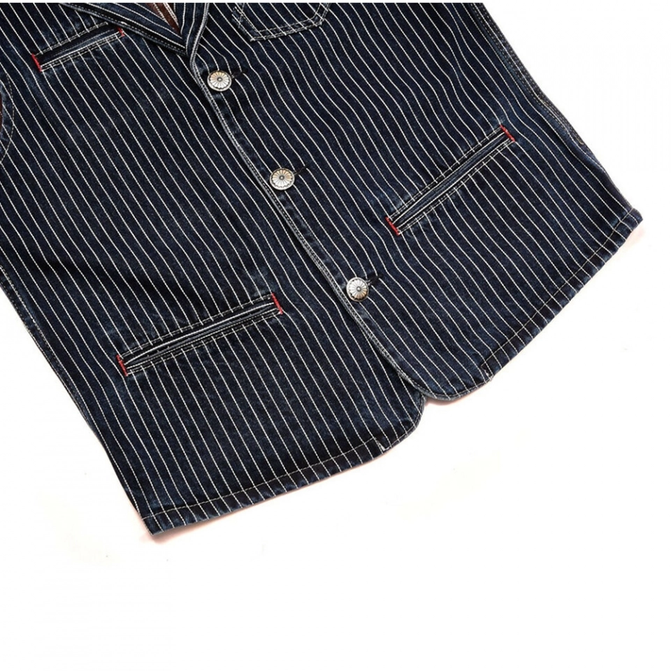 Men's Denim Vest-Yarn-dyed striped vest (4)