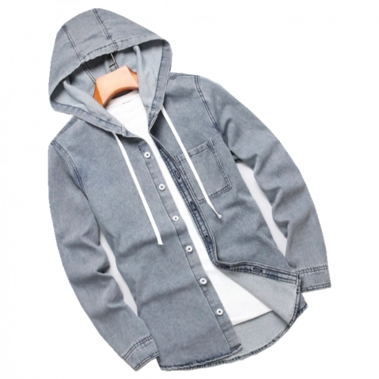 Men's Hooded shirt-Cotton denim Men's Hooded shirt-Cotton denim