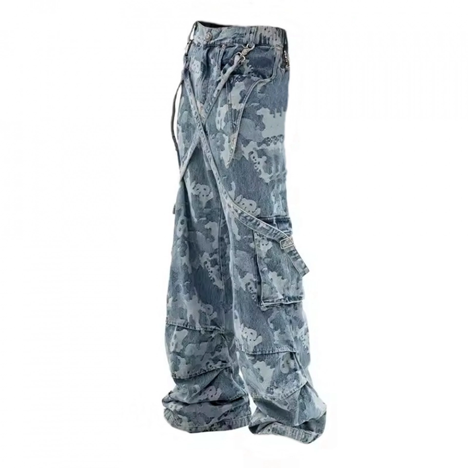 Men's Jacquard denim Jeans-Camouflage pattern (2)