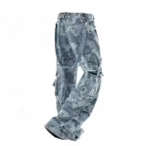 Men's Jacquard denim Jeans-Camouflage pattern (3)
