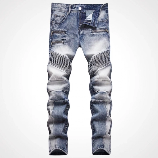 Men's Jeans-Pleats - flaps Long Pants Men's Jeans-Pleats - flaps Long Pants