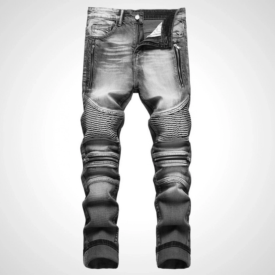 Men's Jeans-Pleats - flaps Long  Pants (3)