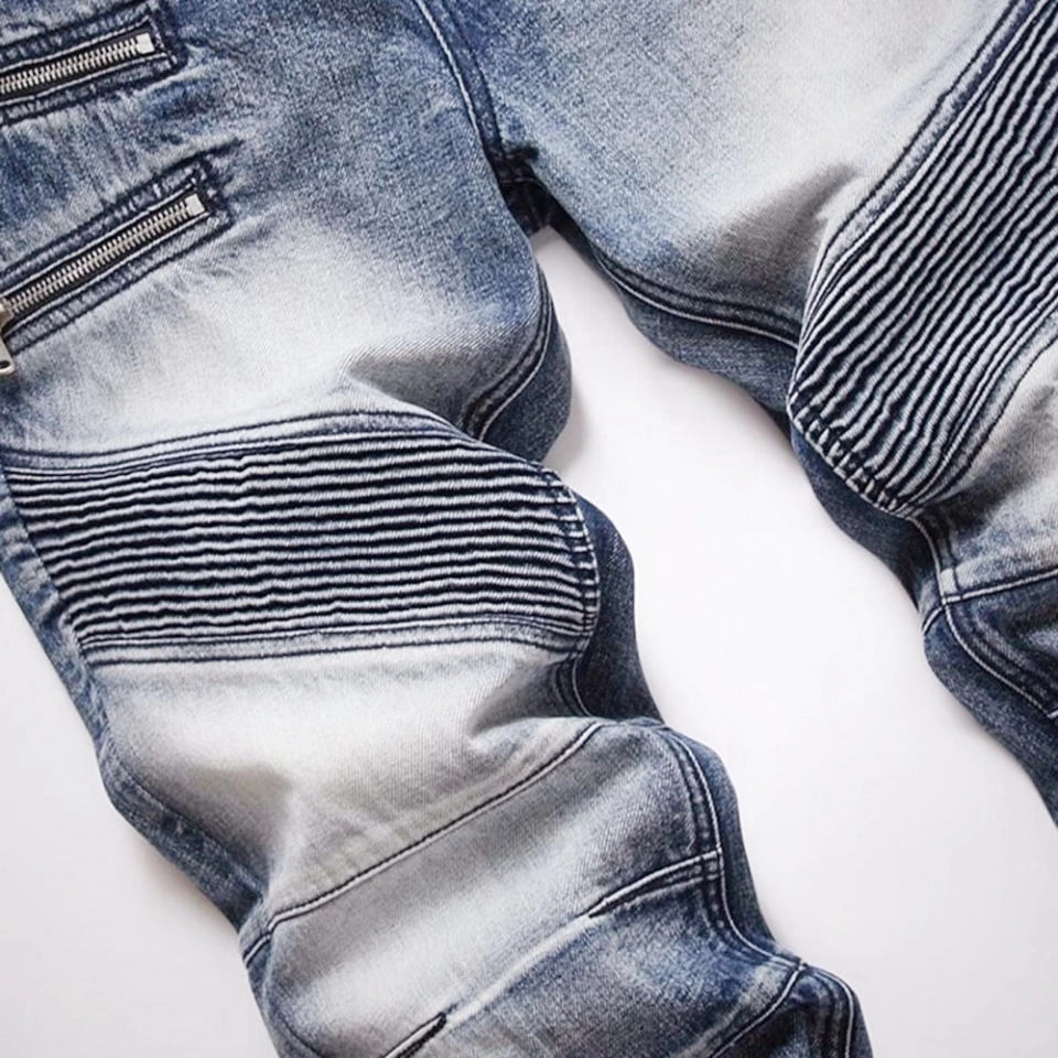 Men's Jeans-Pleats - flaps Long  Pants (4)
