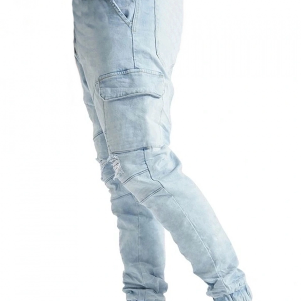 Men's Jeans Stretch Cargo Denim Jeans (3)