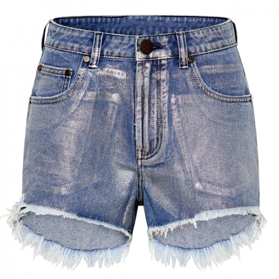 Metallic silver rubber print Short Metallic silver rubber print Short