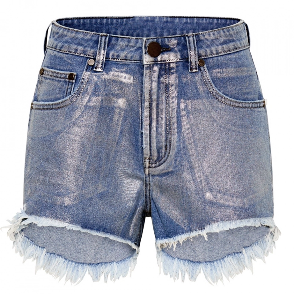 Metallic silver rubber print Short