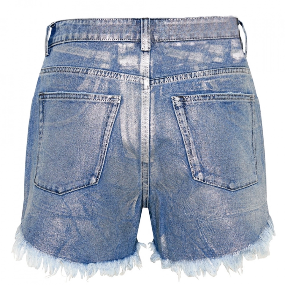 Metallic silver rubber print Short (3)