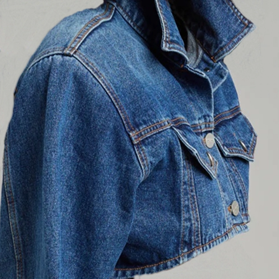 Mini short long sleeve denim jacket (2)