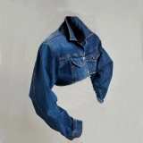Mini short long sleeve denim jacket (3)