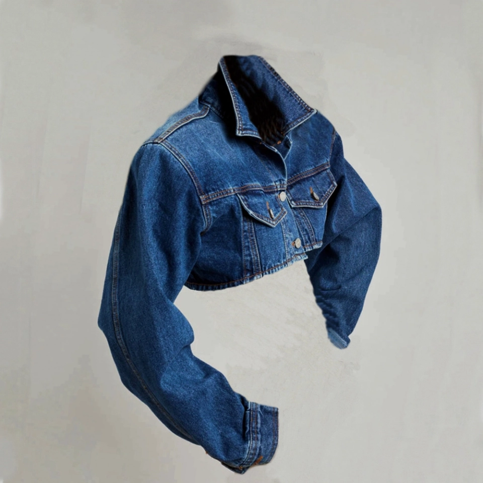 Mini short long sleeve denim jacket (3)
