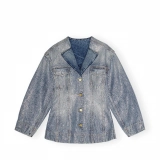 Offset print glitter polka dot denim jacket
