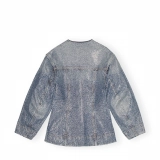Offset print glitter polka dot denim jacket (2)