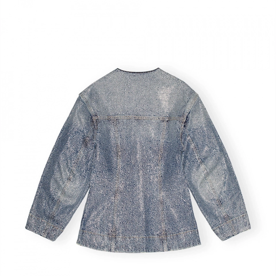 Offset print glitter polka dot denim jacket (2)