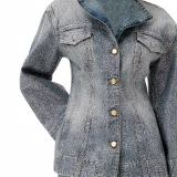 Offset print glitter polka dot denim jacket (3)