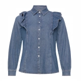 Ruffled denim shirt for Women's
