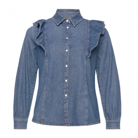Ruffled denim shirt for Women's