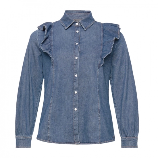 Ruffled denim shirt for Women's