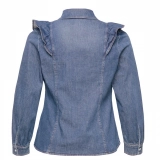 Ruffled denim shirt for Women's (2)