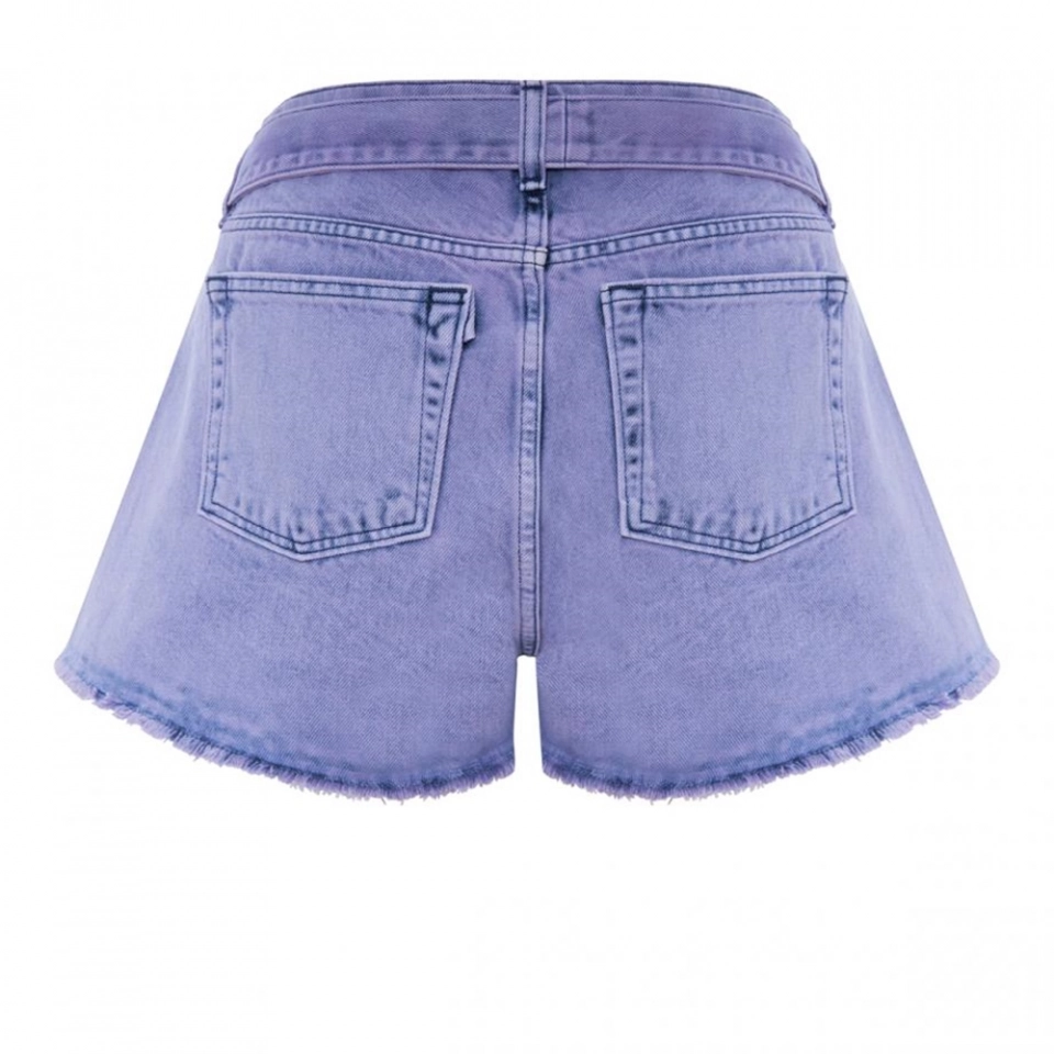 Tie-dyed denim shorts + fabric belt (2)