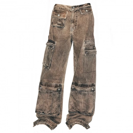 Women's Cargo Denim Acid Wash Jeans