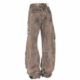 Women's Cargo Denim Acid Wash Jeans (2)