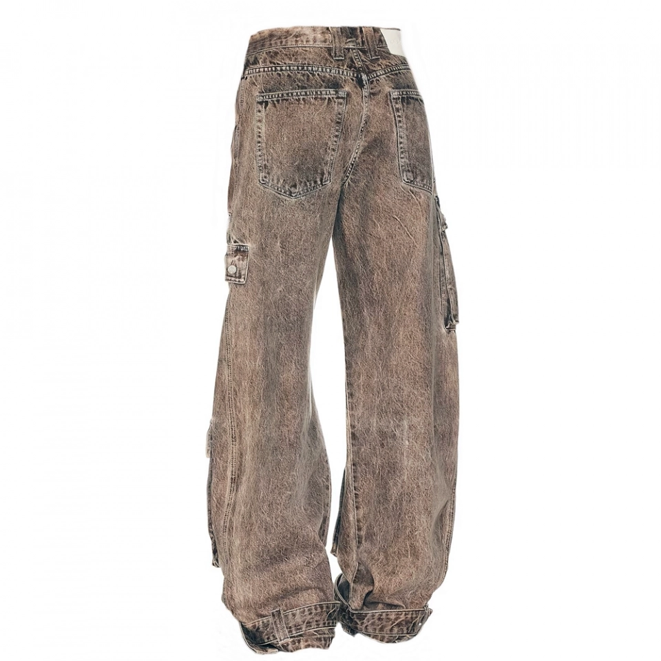 Women's Cargo Denim Acid Wash Jeans (2)