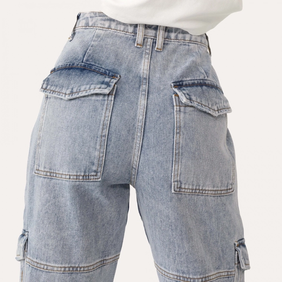 Women's Cargo Denim Jeans (4)