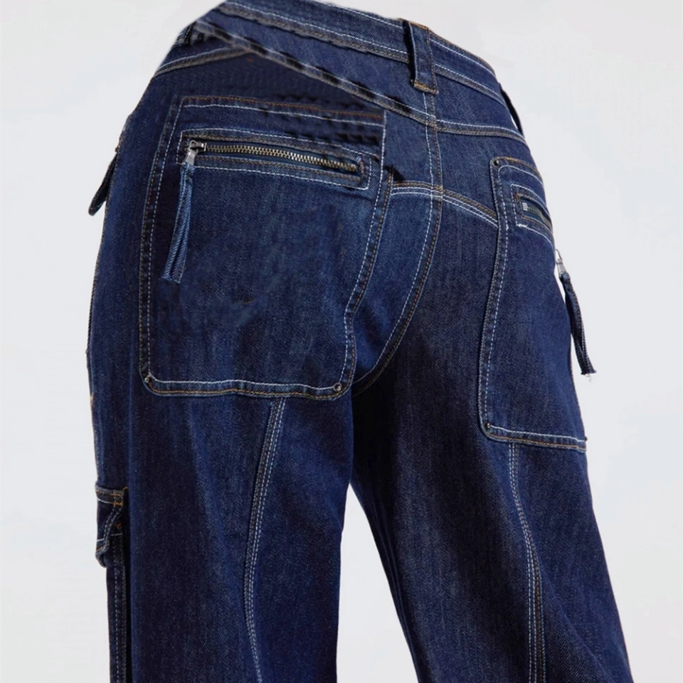 Women's Cargo Denim Jeans (4)