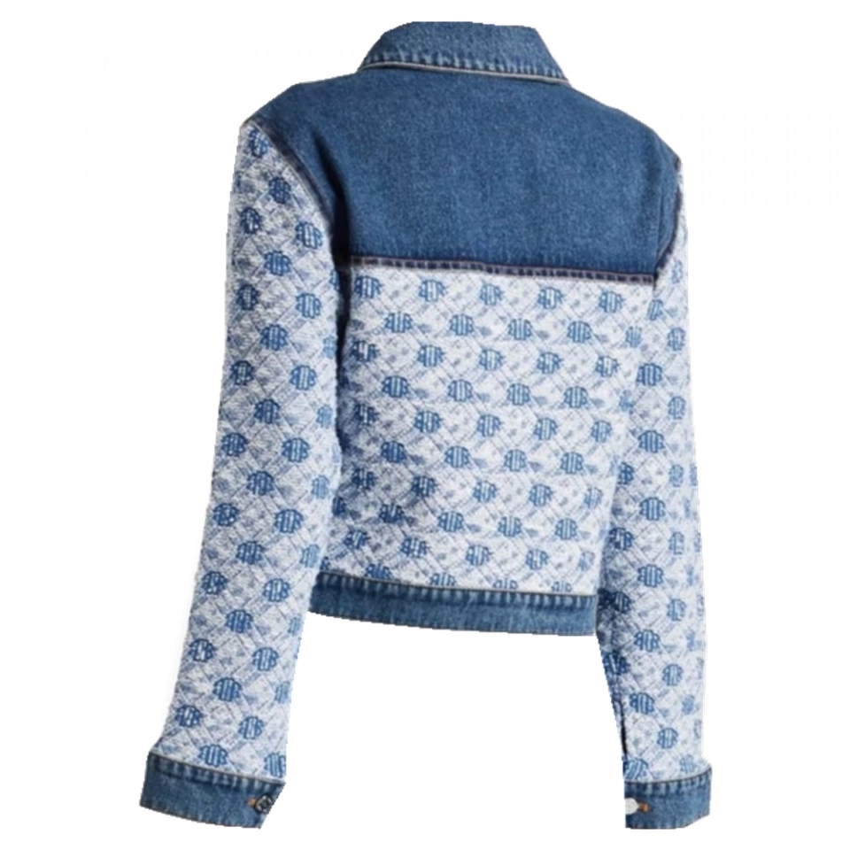 Women's Denim Jacket-Jacquard fabric contrast denim (2)