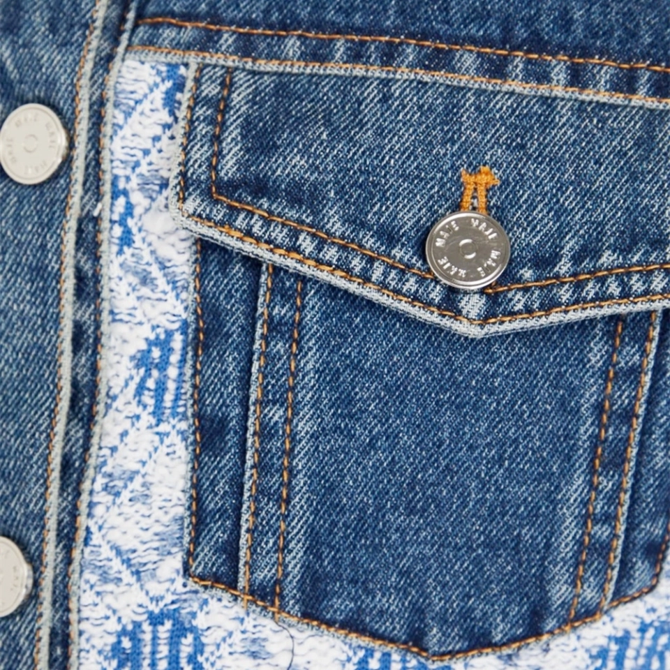 Women's Denim Jacket-Jacquard fabric contrast denim (3)
