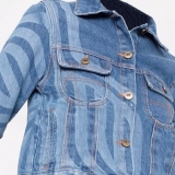 Women's Denim Jacket-Laser Print (2)