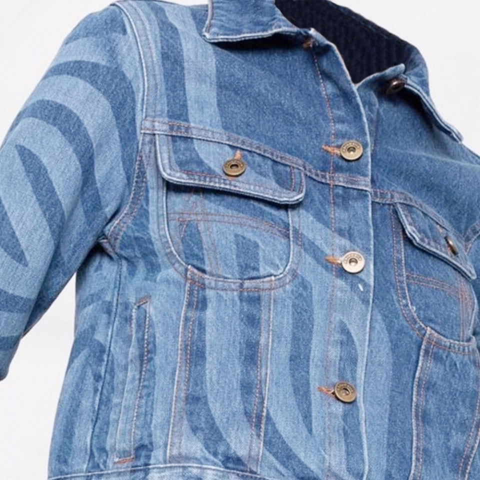 Women's Denim Jacket-Laser Print (2)