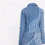 Women's Denim Jacket-Laser Print (3)
