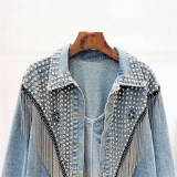Women's Denim Jacket-Rhinestone effect (2)