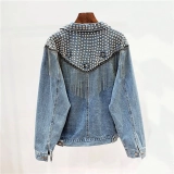 Women's Denim Jacket-Rhinestone effect (3)