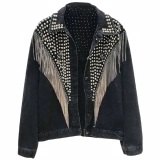 Women's Denim Jacket-Rhinestone effect (4)