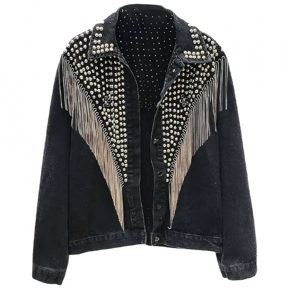 Women's Denim Jacket-Rhinestone effect (4)