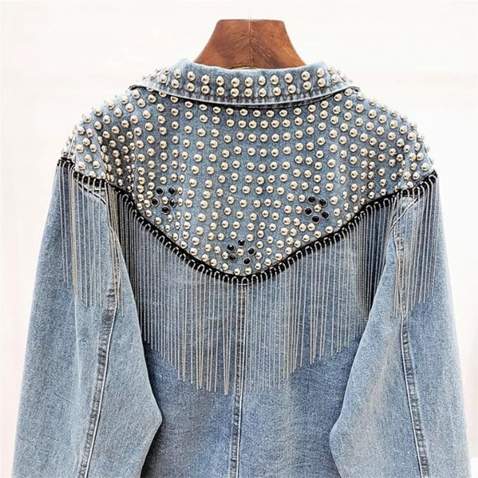 Women's Denim Jacket-Rhinestone effect (5)