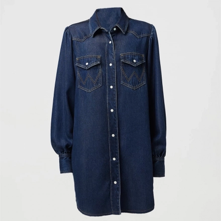Women's Denim Shirt-Extra long denim shirt