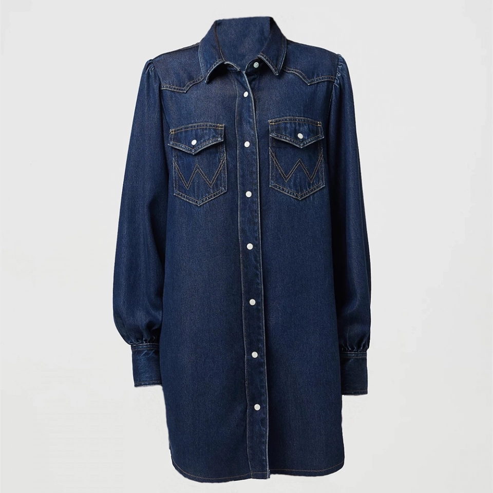 Women's Denim Shirt-Extra long denim shirt