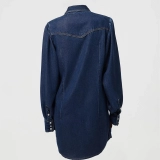 Women's Denim Shirt-Extra long denim shirt (2)