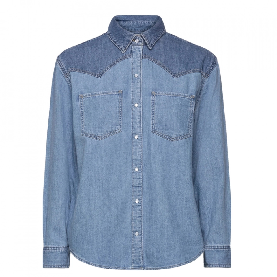Women's Denim Shirt-splice
