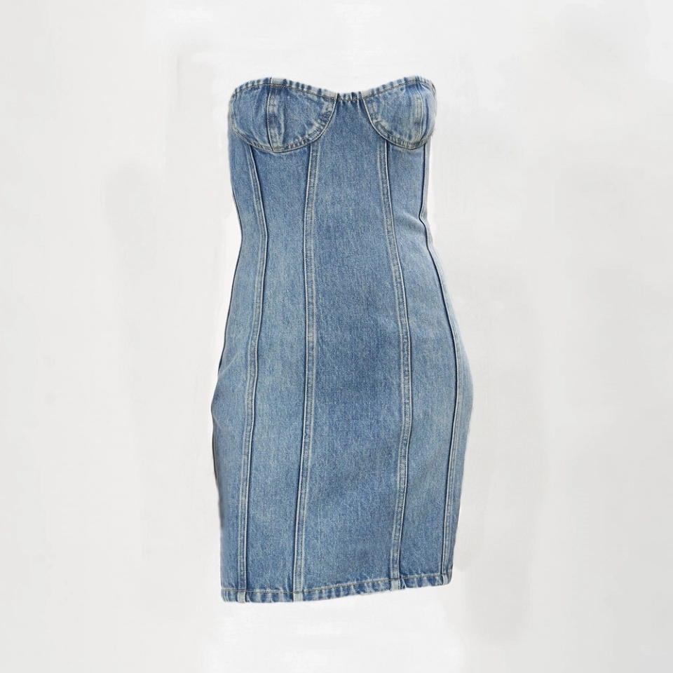 Women's denim Tube top Dress