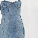 Women's denim Tube top Dress (3)