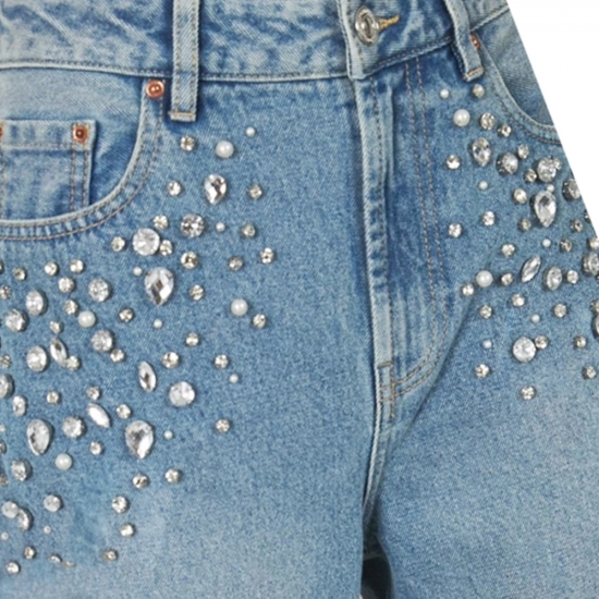Women's Diamond-studded denim Women's Diamond-studded denim