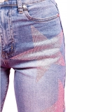 Women's Five-star rhinestone straight leg jeans (2)