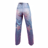 Women's Five-star rhinestone straight leg jeans (4)