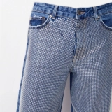 Women's Front leg rhinestones Jeans (3)